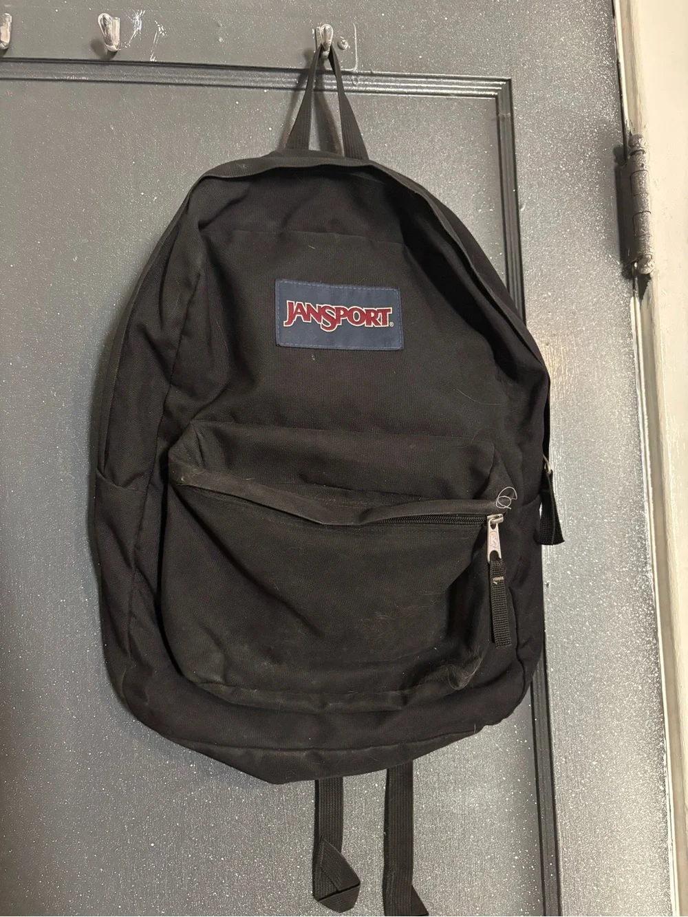 Jansport Black Backpack with Red Logo Patch - Picture 1 of 3